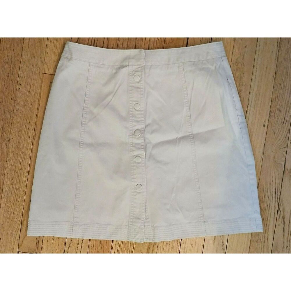 Kate Hill Casual 100% Cotton Front Snap Buttons Khaki Skort Skirt Women's Sz 10